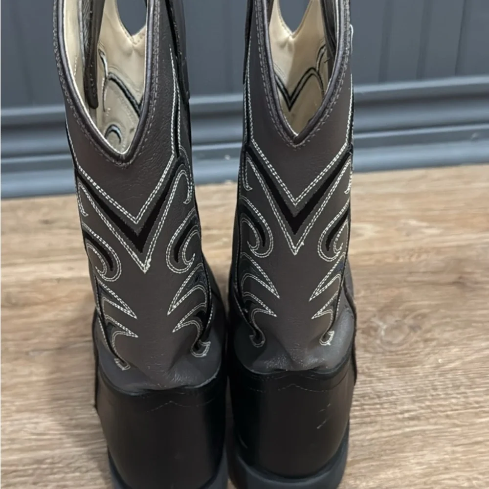 Old West Two-Tone Kids Western Boots in Black and gray